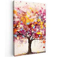 LEINWANDBILD Aquarell - Baum - Kunst - Abstrakt Wanddeko Schlafzimmer 60x90 cm - Rosa, Textil (60/90cm) - MuchoWow