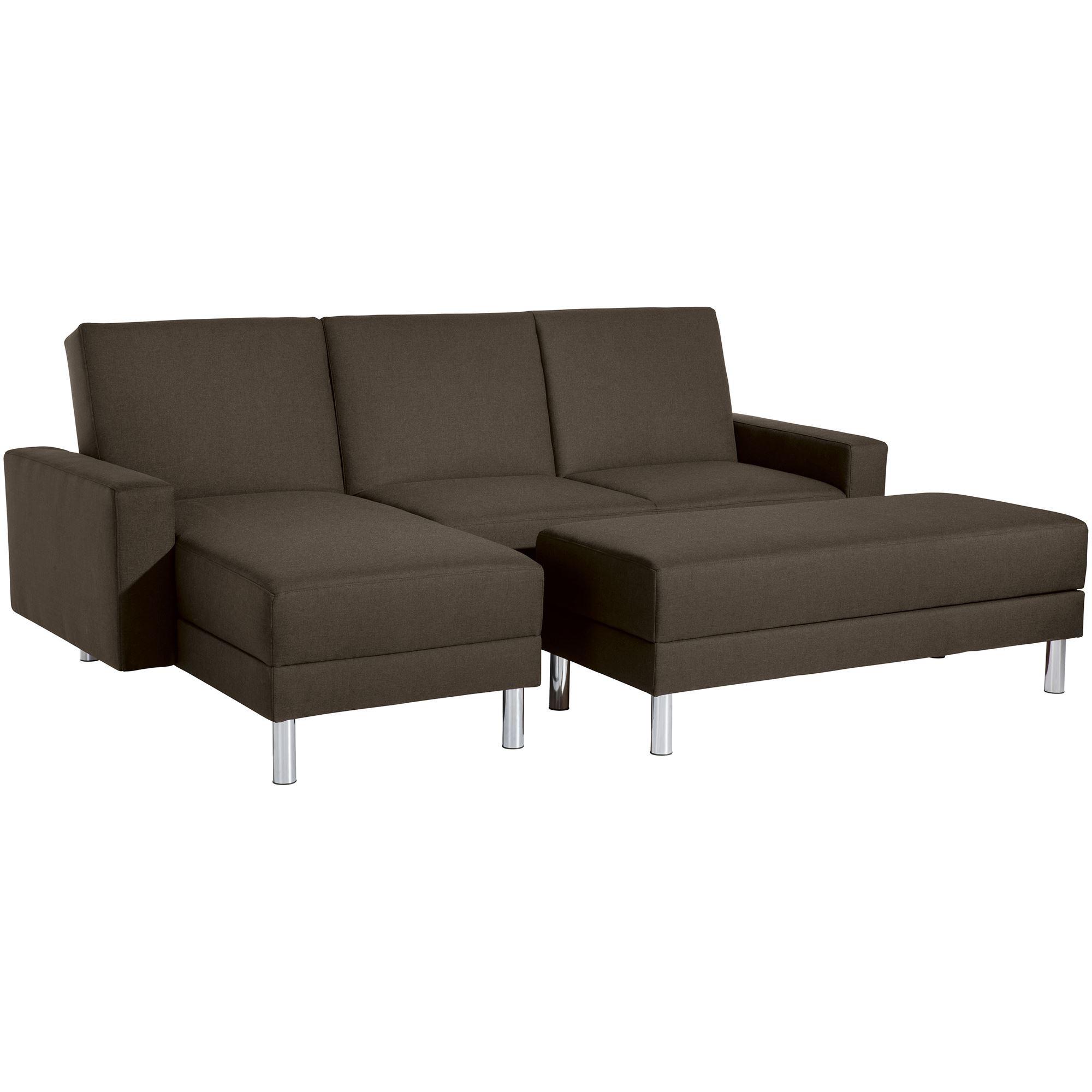 FUNKTIONSSOFA mit Hocker Katryna Flachgewebe braun - Braun, Kunststoff (144/92/230cm) - 58aufmkessel