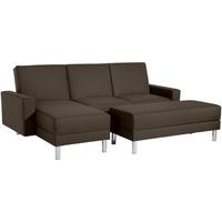 FUNKTIONSSOFA mit Hocker Katryna Flachgewebe braun - Braun, Kunststoff (144/92/230cm) - 58aufmkessel