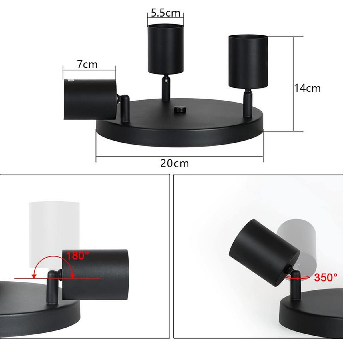 DECKENSTRAHLER Freiheit 3-flammig 24/24/14 cm - Schwarz, Metall (24/24/14cm) - Nettlife