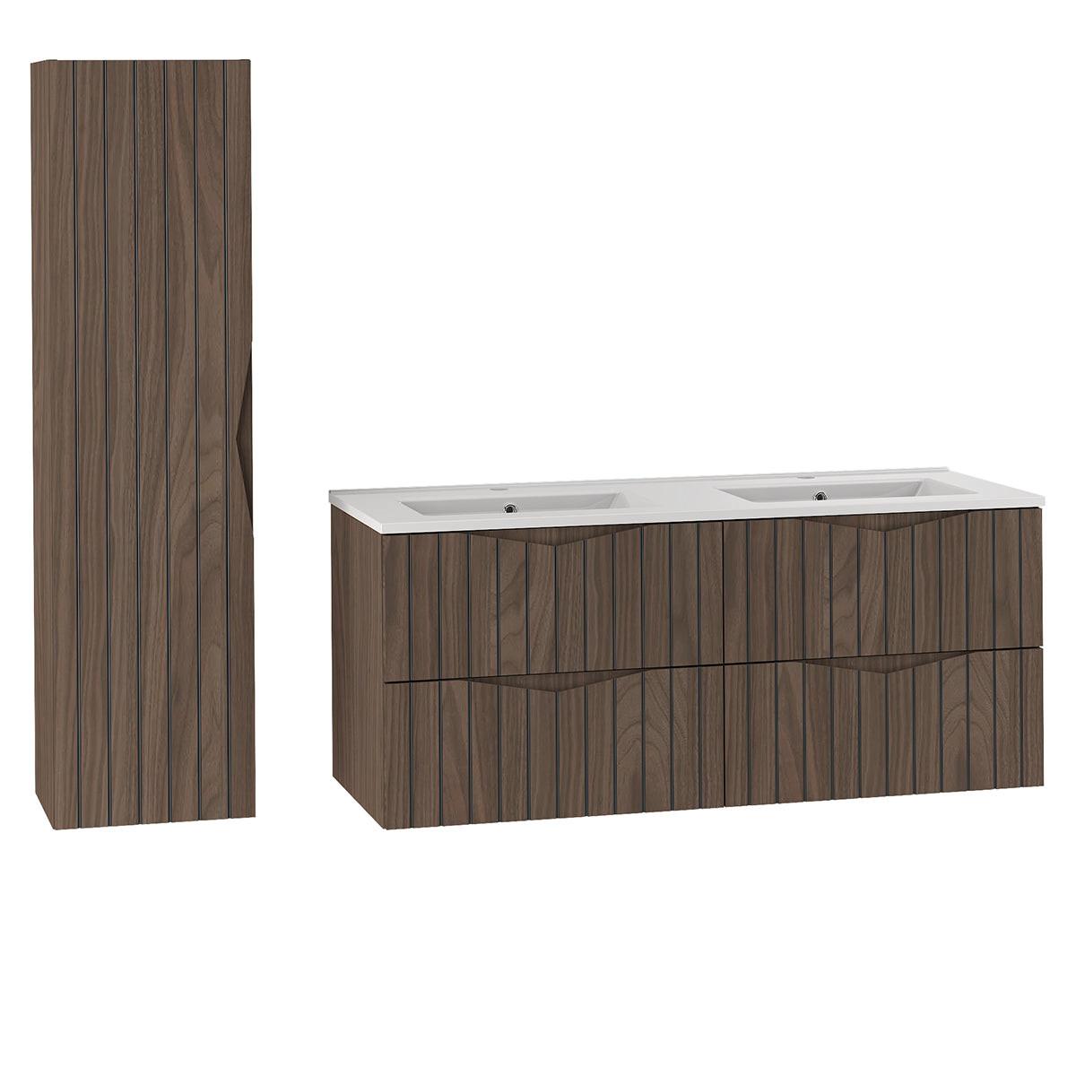 BADMÖBEL 120cm Siena 2er-Set Holz und Schwarz - Braun, Holzwerkstoff (120/50/45.8cm) - Petits-meubles