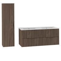 BADMÖBEL 120cm Siena 2er-Set Holz und Schwarz - Braun, Holzwerkstoff (120/50/45.8cm) - Petits-meubles