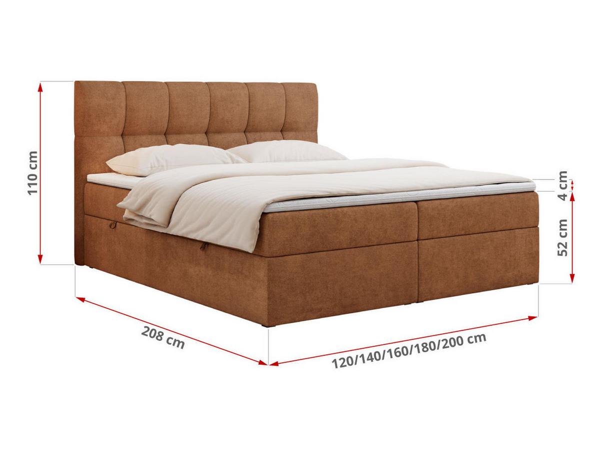 BOXBETT RICO 200/200 Orange Struktur - H3 - Orange, Holz/Textil (200/200cm) - MKS