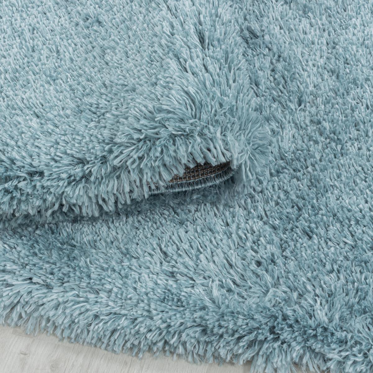 HOCHFLORTEPPICH SALZACH, einfarbig, Blau, Ø 80 cm - Blau, Textil (80/80cm) - KADIMA DESIGN