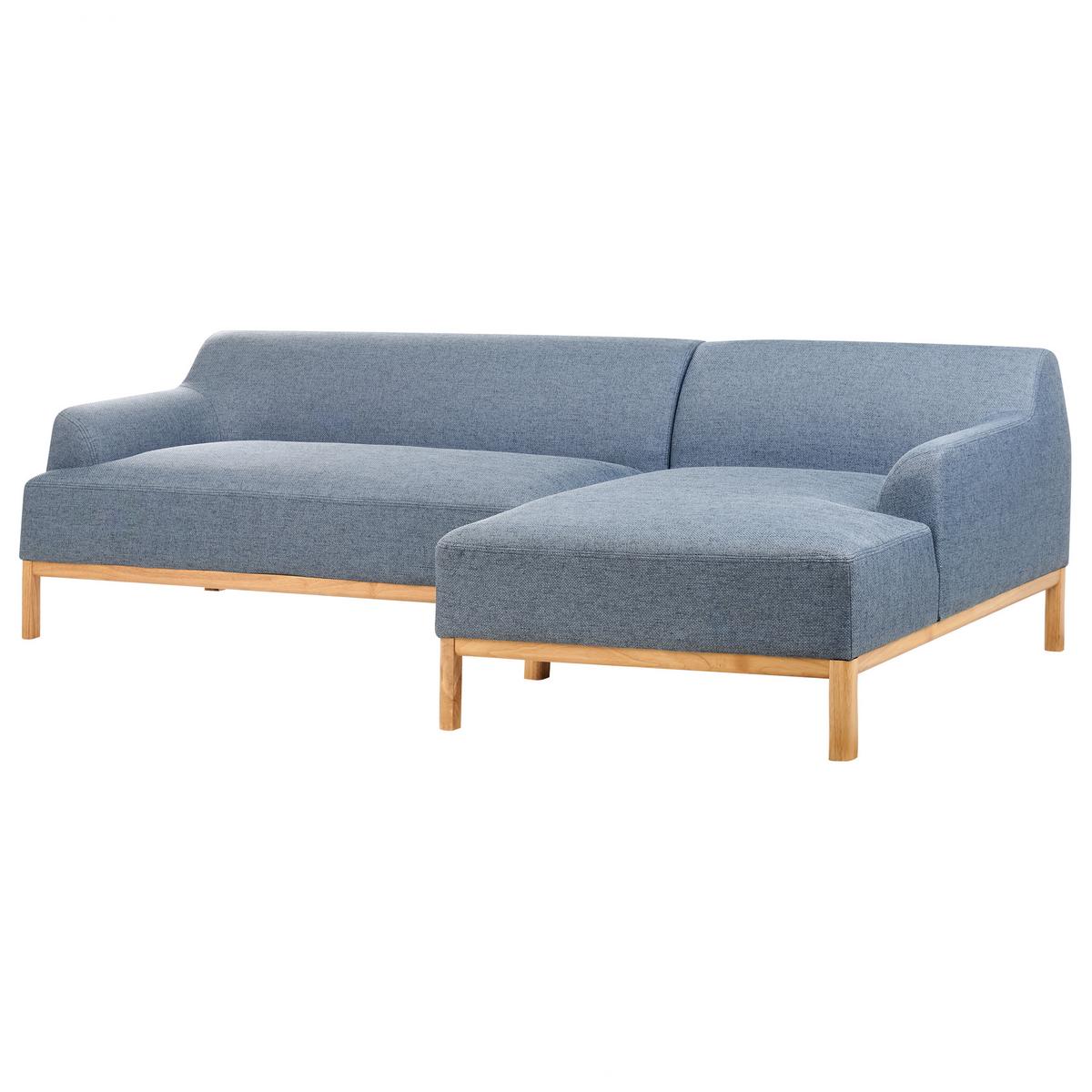 ECKSOFA Stoff Blau linksseitig Sosjo - Blau/Braun, Textil (251/132cm) - Beliani