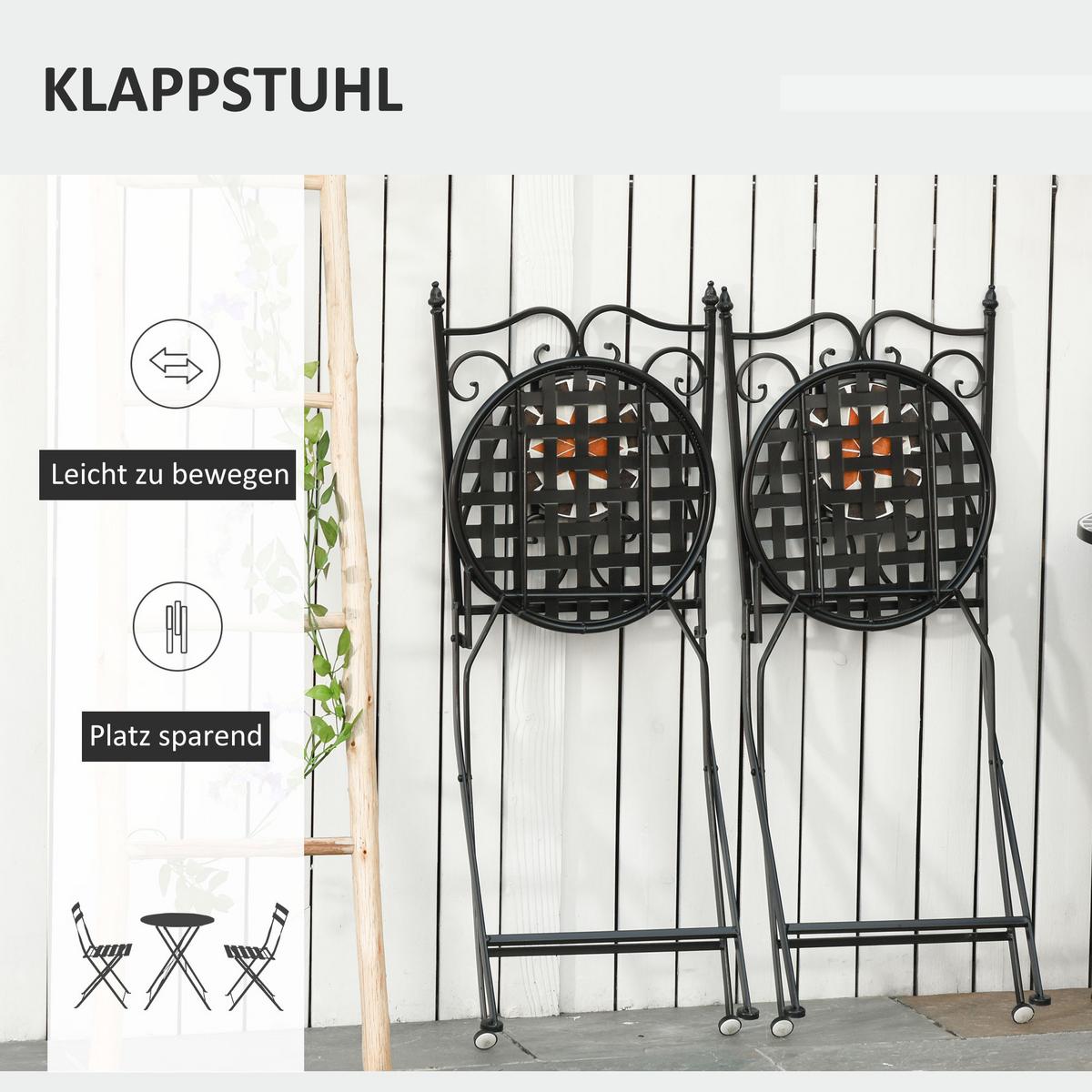 SITZGRUPPE, Metall, Keramik Fließen, Mehrfarbing - Multicolor, Metall - Outsunny