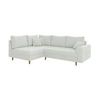 ECKSOFA Henrik Weiß Boucle - Ottomane links - Weiß/Braun, Holz/Textil (231/161cm) - S-Style Möbel