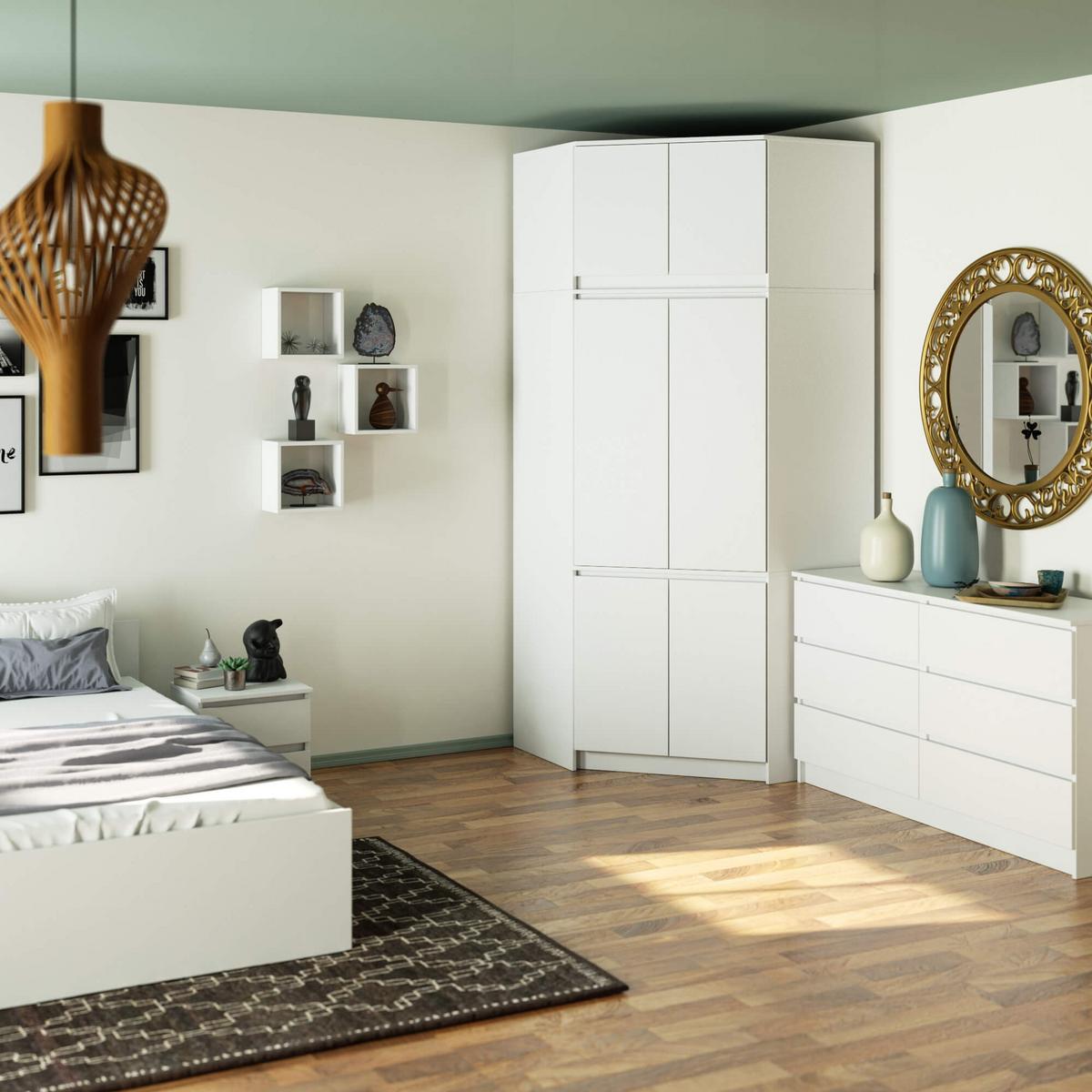 KLEIDERSCHRANK Weiß 235/100/50 - Weiß, Holzwerkstoff (100/235/50cm) - RAUMHIRSCH FURNITURE