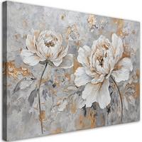 WANDBILD rose blume silber gold - Silberfarben, Textil (60/40cm) - Feeby