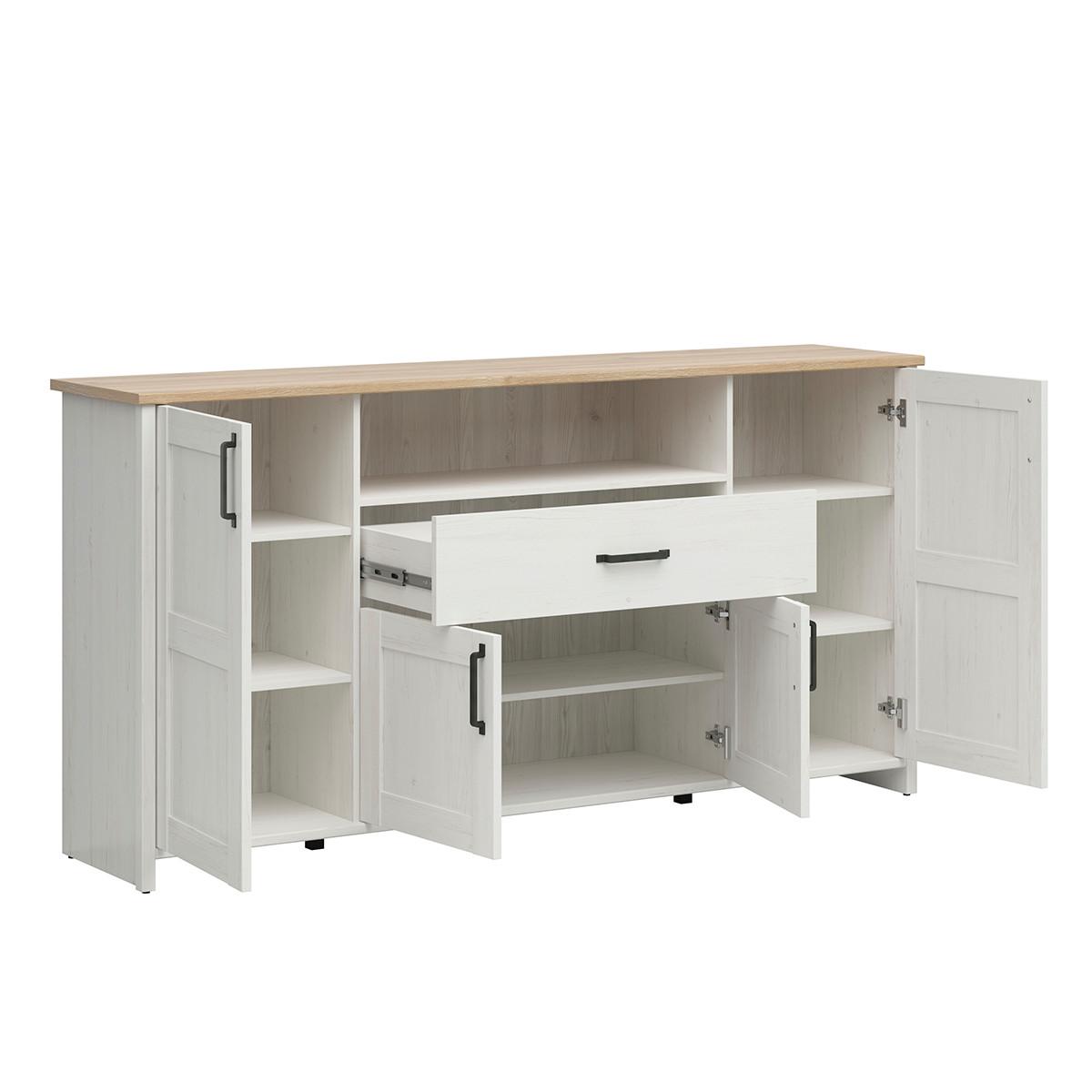 SIDEBOARD Aksel Weiß und Holz - Weiß, Holzwerkstoff (194/99/43cm) - Petits-meubles