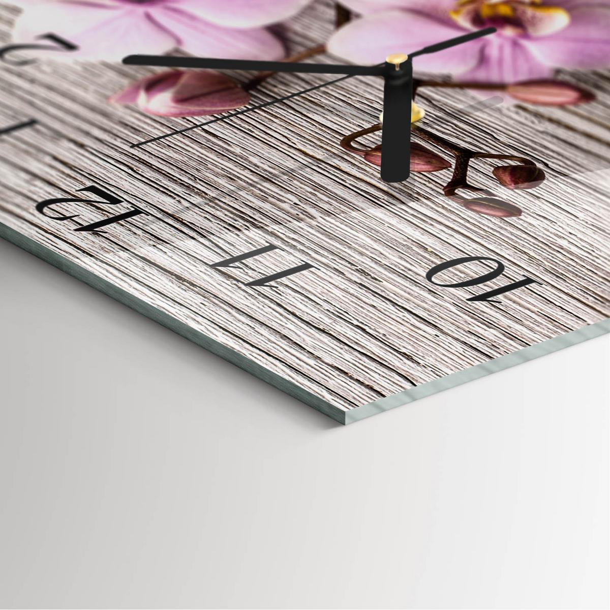 WANDUHR aus Glas 30x30 cm - Orchidee - Lila, Glas (30/30/0.4cm) - TULUP