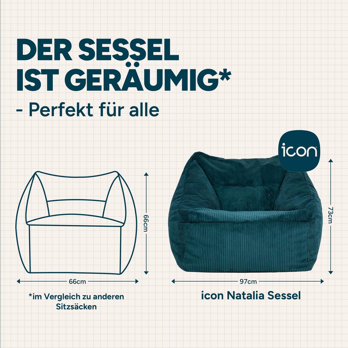 SITZSACK Cord Sessel Natalia - Grün, Textil (97/73/84cm) - icon