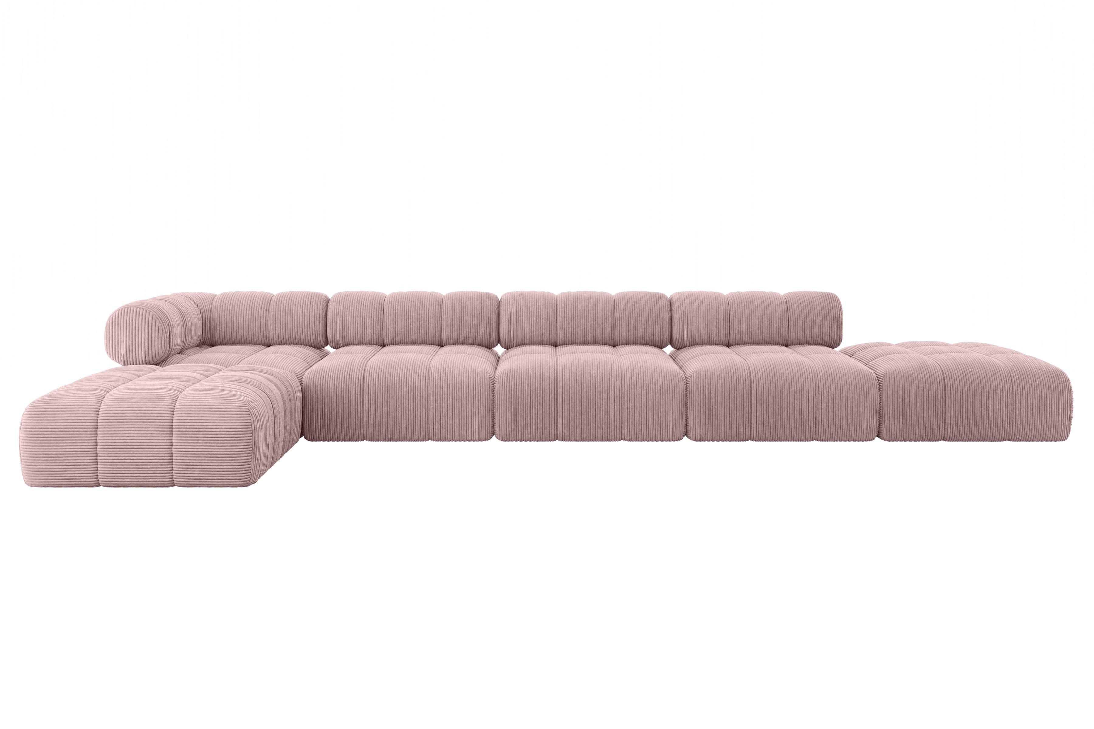 ECKSOFA modulares Sofa Kerru-L3 - 475x190x70 cm Rosa Cord - Rosa, Holzwerkstoff/Textil (475/190cm) - ALTDECOR