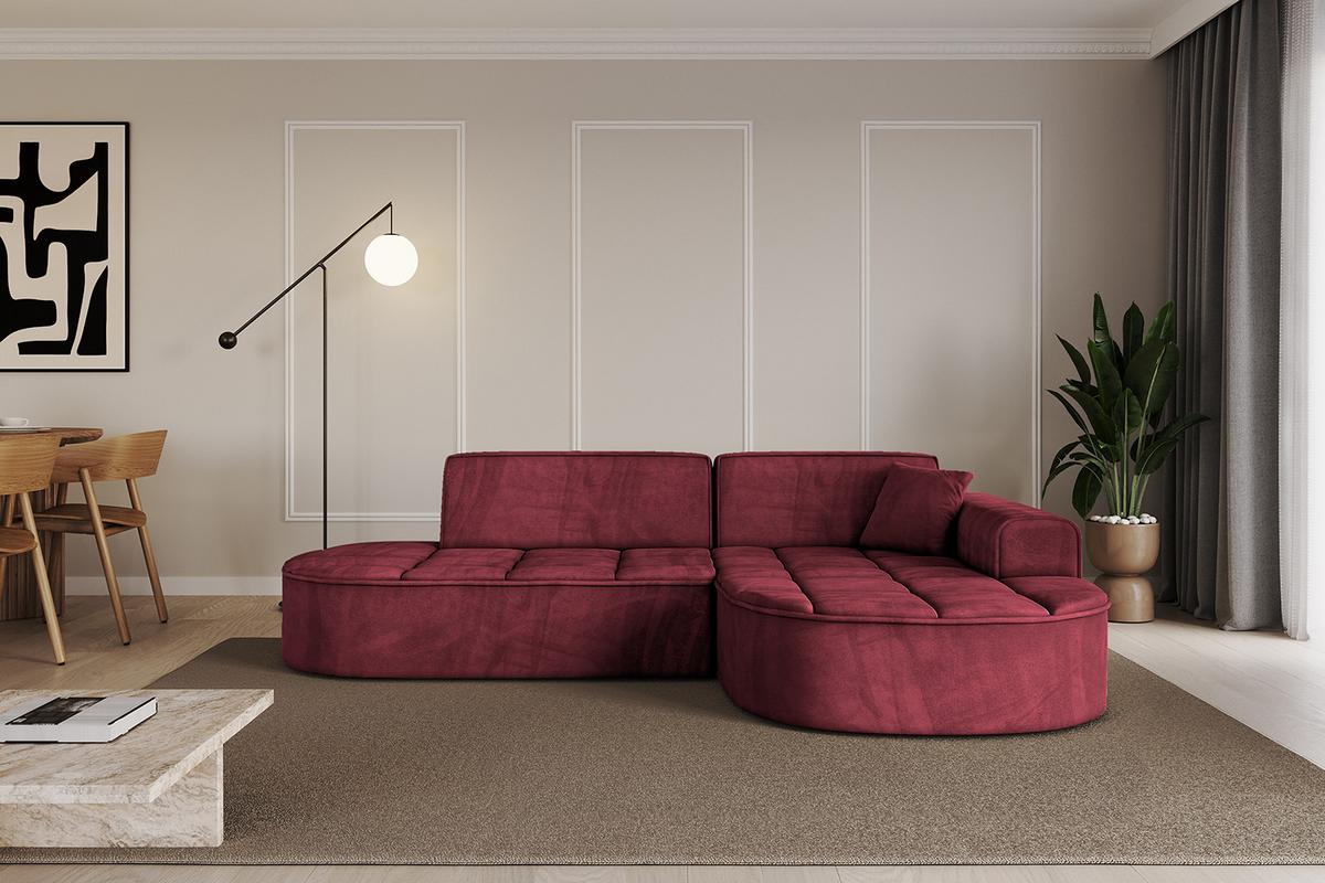 ECKSOFA Ottomane Rechts TARO-L1 - 243x171x79,5 cm Bordeauxrot - Bordeaux, Holzwerkstoff/Textil (243/171cm) - ALTDECOR