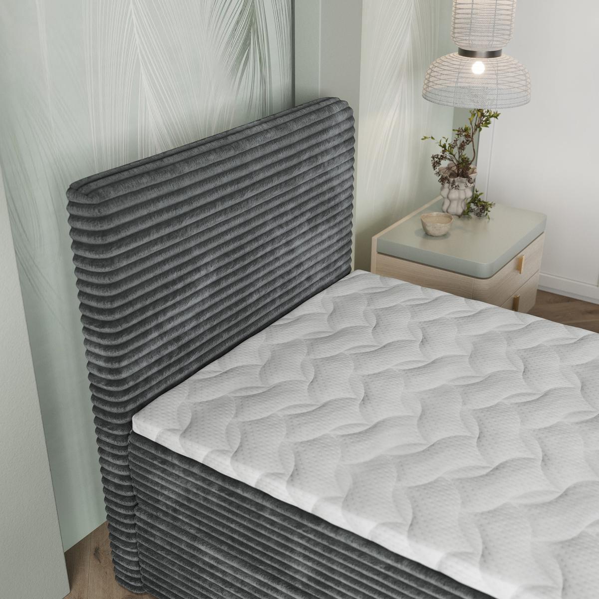 BOXBETT PISA 80 80x200 cm mit Matratze und Topper, H2+H3 - Graphitfarben - Graphitfarben, Holz (80/200cm) - MASSENO