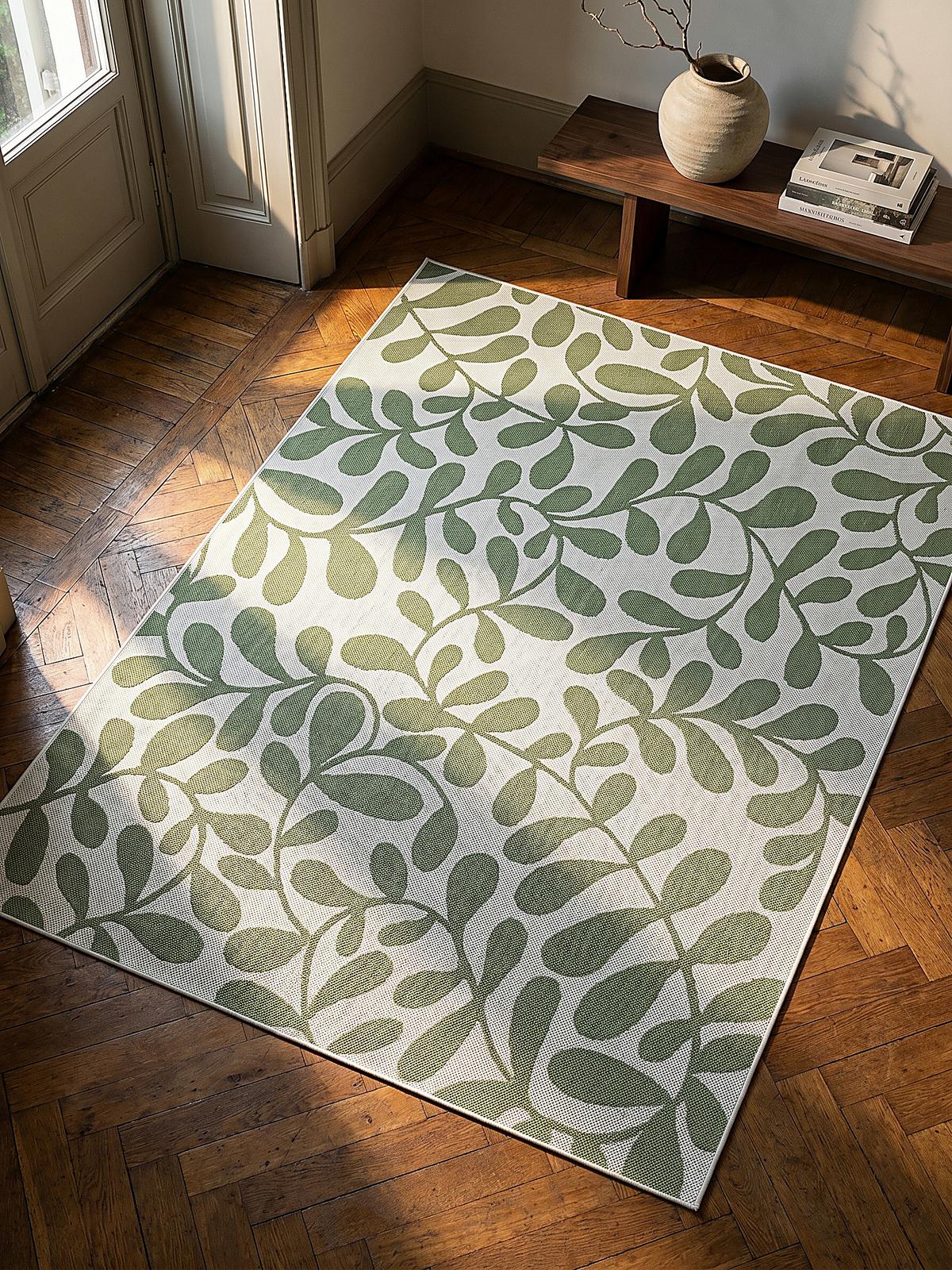 FLACHWEBTEPPICH Floral BORNO Polypropylen Grün 120 x 170 cm - Grün, Textil (120/170cm) - KADIMA DESIGN