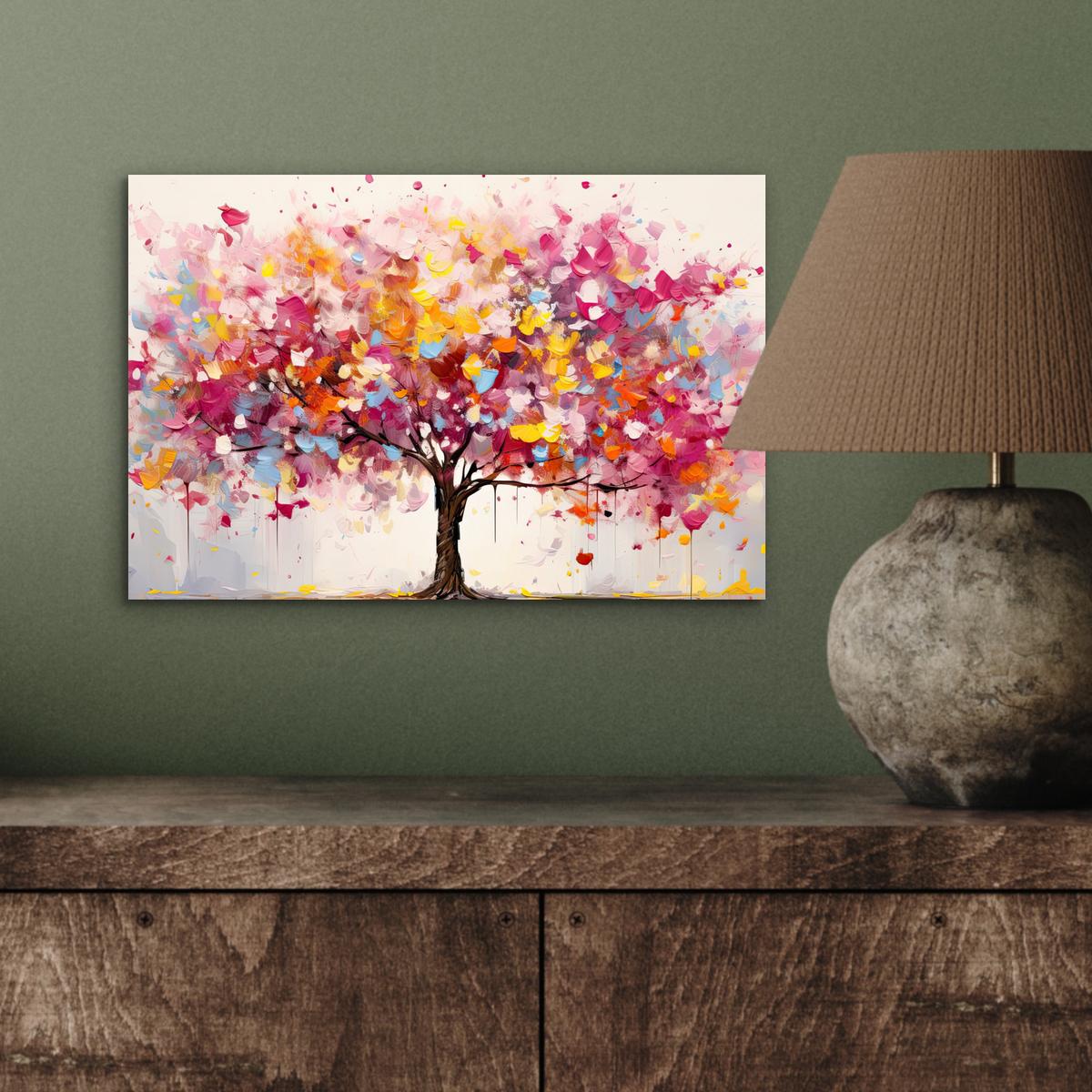 METALLBILD Aquarell - Baum - Kunst - Abstrakt 30x20 cm - Multicolor, Metall (30/20cm) - MuchoWow