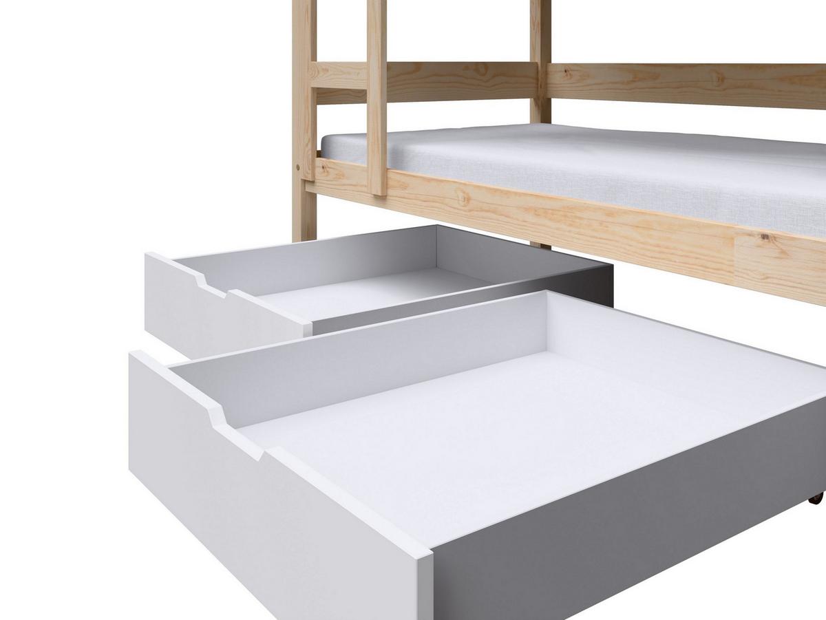 ETAGENBETT TAMI mit Bettkasten 80x180 cm Kieferfarben - Weiß/Kieferfarben, Holz (80/180cm) - MASSENO