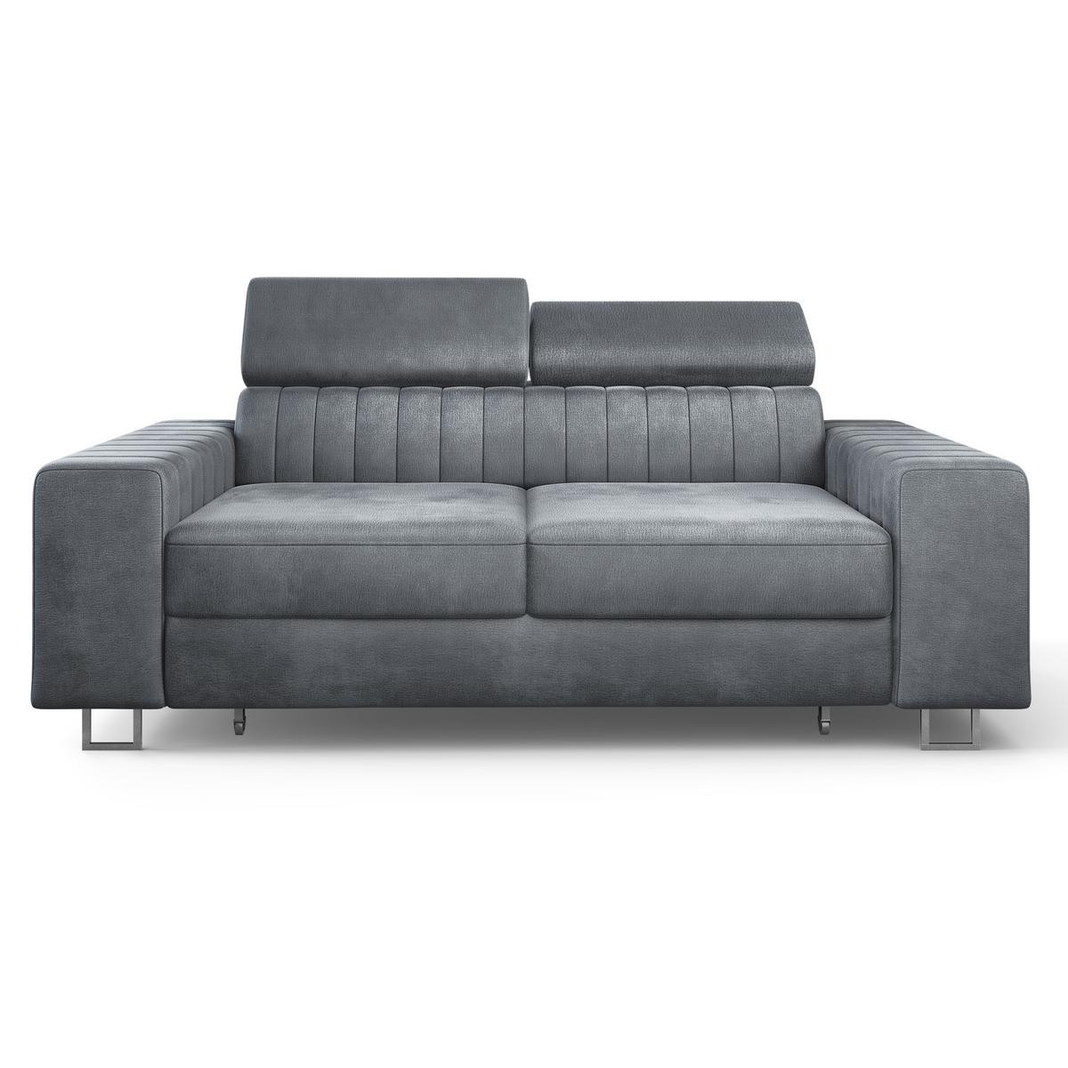 BETTSOFA SOLAN Grau Velours-Stoff mit Schlaffunktion - Grau, Holz/Textil (194/88/90cm) - MASSENO
