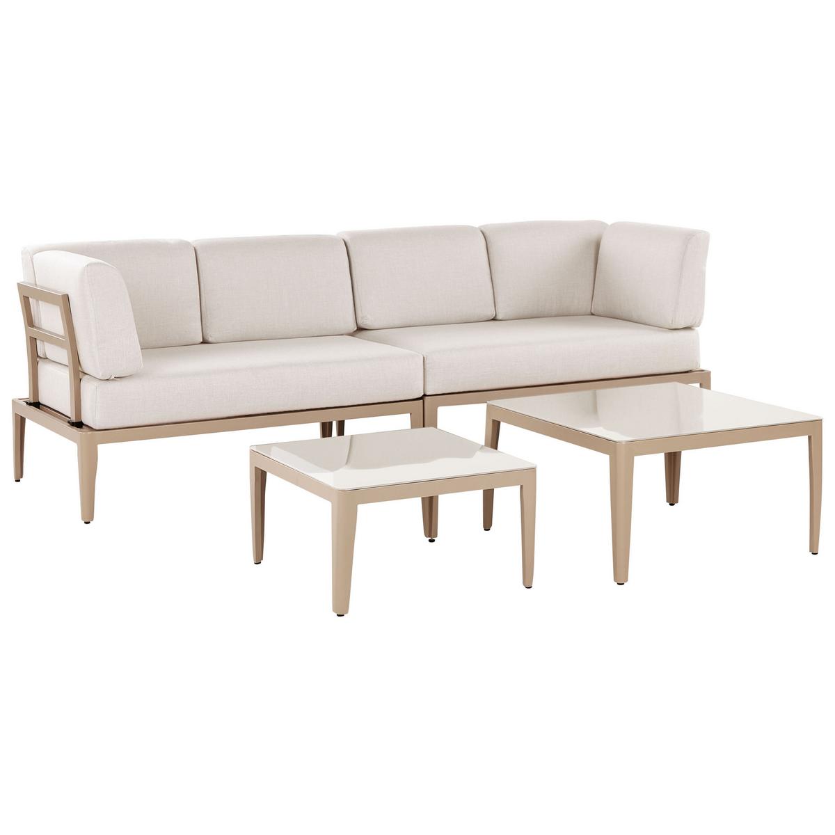 LOUNGE-SET 6-Sitzer sandbeige rechtsseitig modular Auflagen hellbeige Rima III - Beige, Metall - Beliani