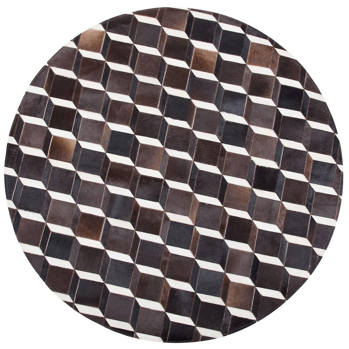 KURZFLOR-TEPPICH Alpkoy 140/140 cm - Braun, Fell (140/140cm) - Beliani