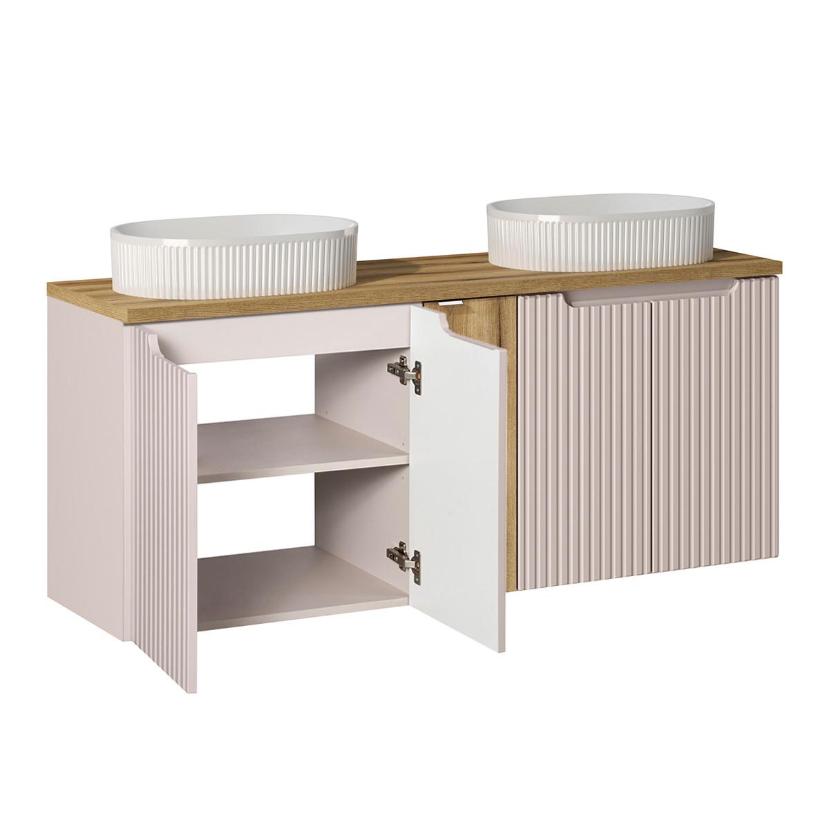 DOPPELWASCHTISCH 140cm Riva Kaschmir - Beige, Holzwerkstoff (140/57/40cm) - Petits-meubles