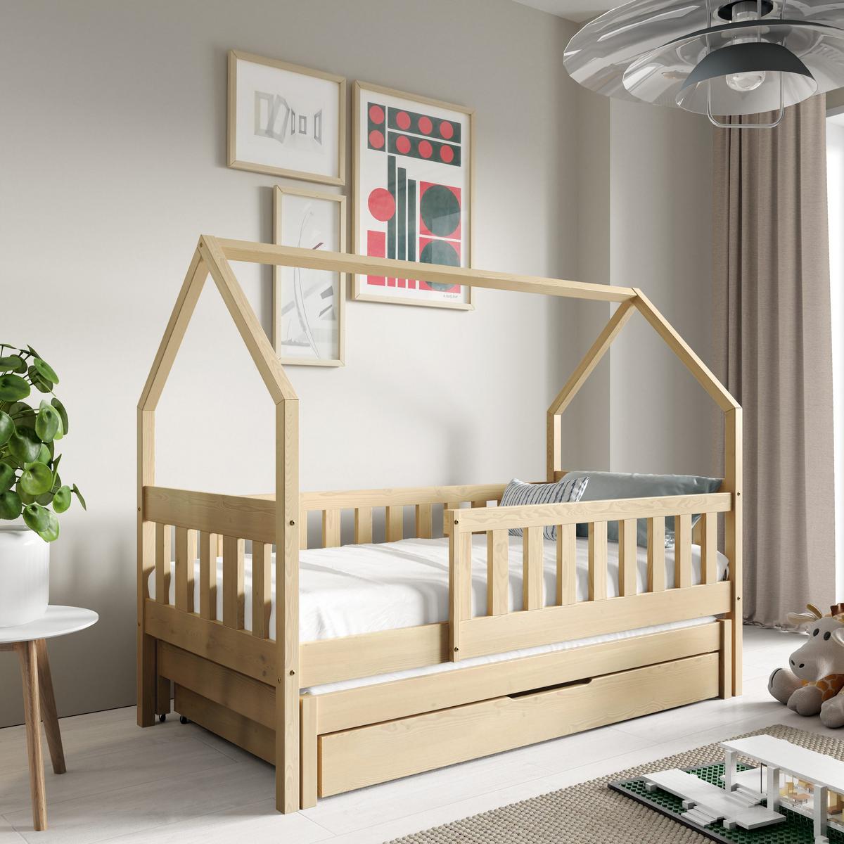 KINDERBETT BAMBINA mit Bettkasten 80x160 cm Kieferfarben - Kieferfarben, Holz (80/160cm) - MASSENO
