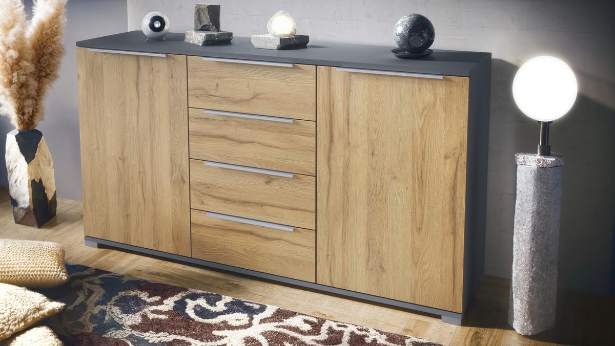 SIDEBOARD Linio Eiche Natur - Eichefarben, Holzwerkstoff (138.5/75.5/35cm) - Vladon