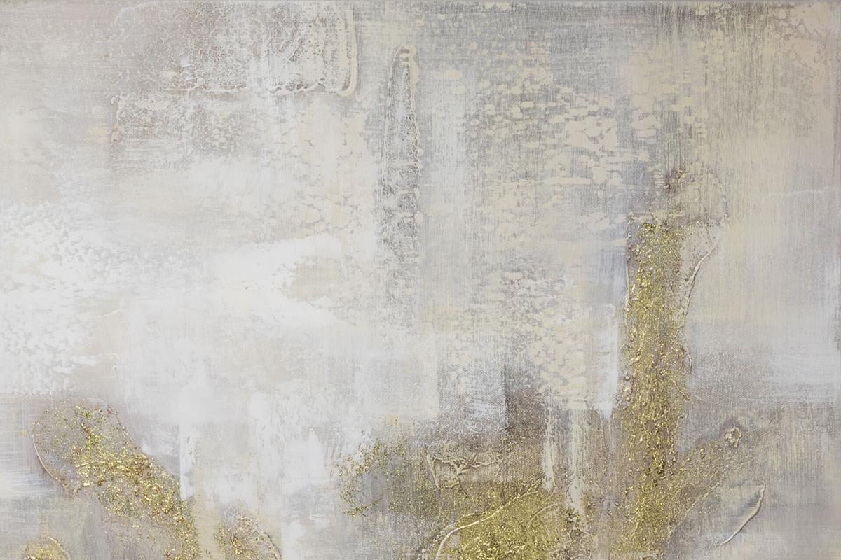ACRYLBILD HANDGEMALT 80/80 cm - Goldfarben/Grau, Holz/Textil (80/80cm) - KUNSTLOFT