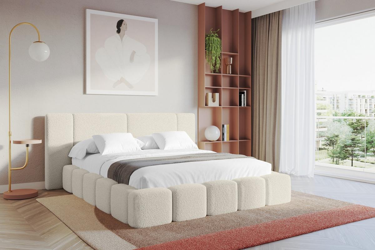 POLSTERBETT mit Bettkasten und Lattenrost, Boxbett ohne Matratze - NILO 180x200 Beige - Champagner, Holzwerkstoff/Textil (180/200cm) - ALTDECOR