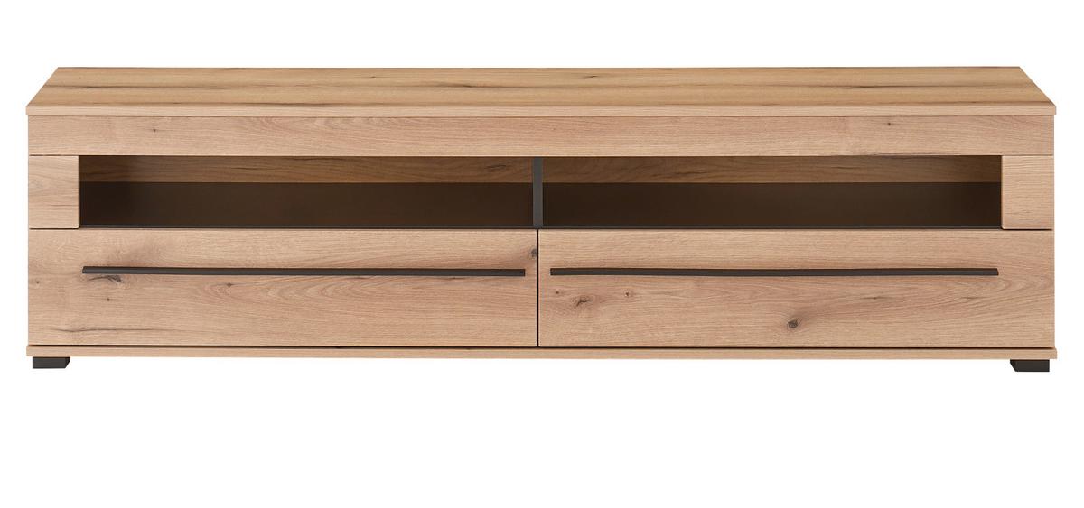 TV-LOWBOARD Eiche Evoke, TV Unterschrank 180 cm, Soft-Close-Funktion - Eichefarben/Schwarz, Holzwerkstoff/Kunststoff (180/47/42cm) - Furn.Design
