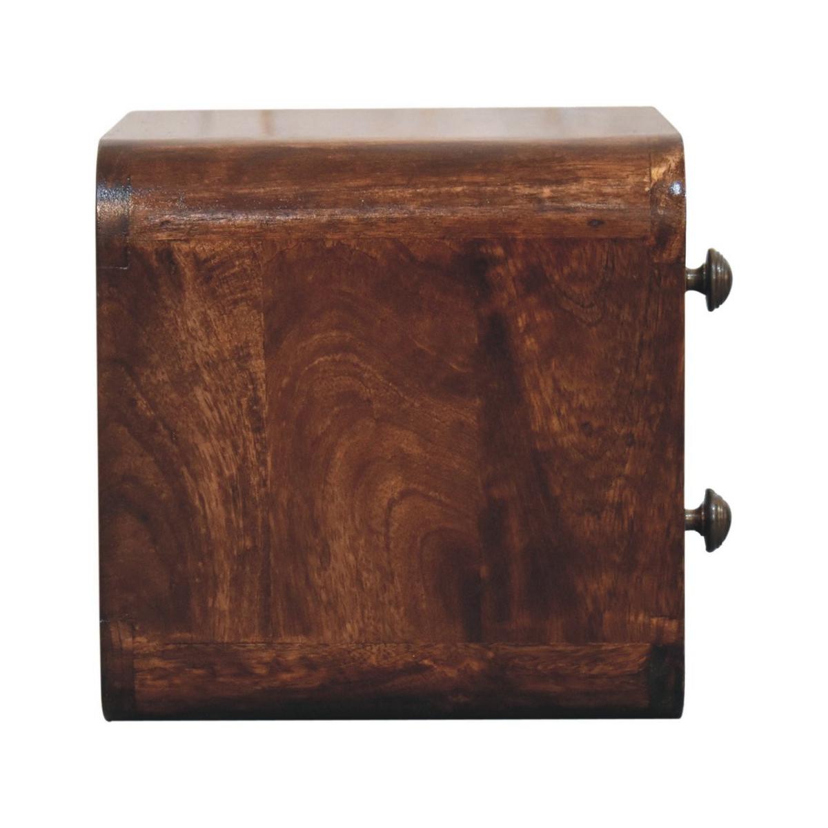 NACHTKASTEN Mini Geschwungen Kalifornisch Nussbaum Wandmontiert, 2 Schubladen, Dunkelbraun - Messingfarben/Nussbaumfarben, Holz/Metall (30/25/25cm) - Artisan Furniture