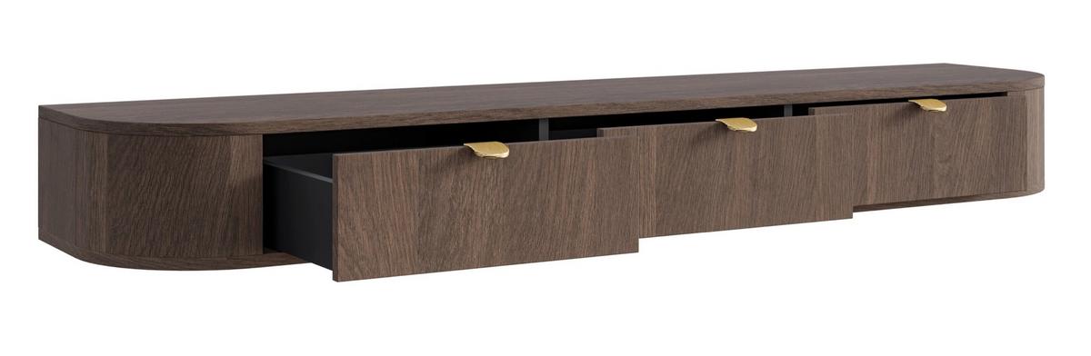 TV-HÄNGEBOARD Coru Slim mit 3 Schubladen 175 cm - Dunkelbraun, Holzwerkstoff/Metall (175.4/20/39.1cm) - Selsey
