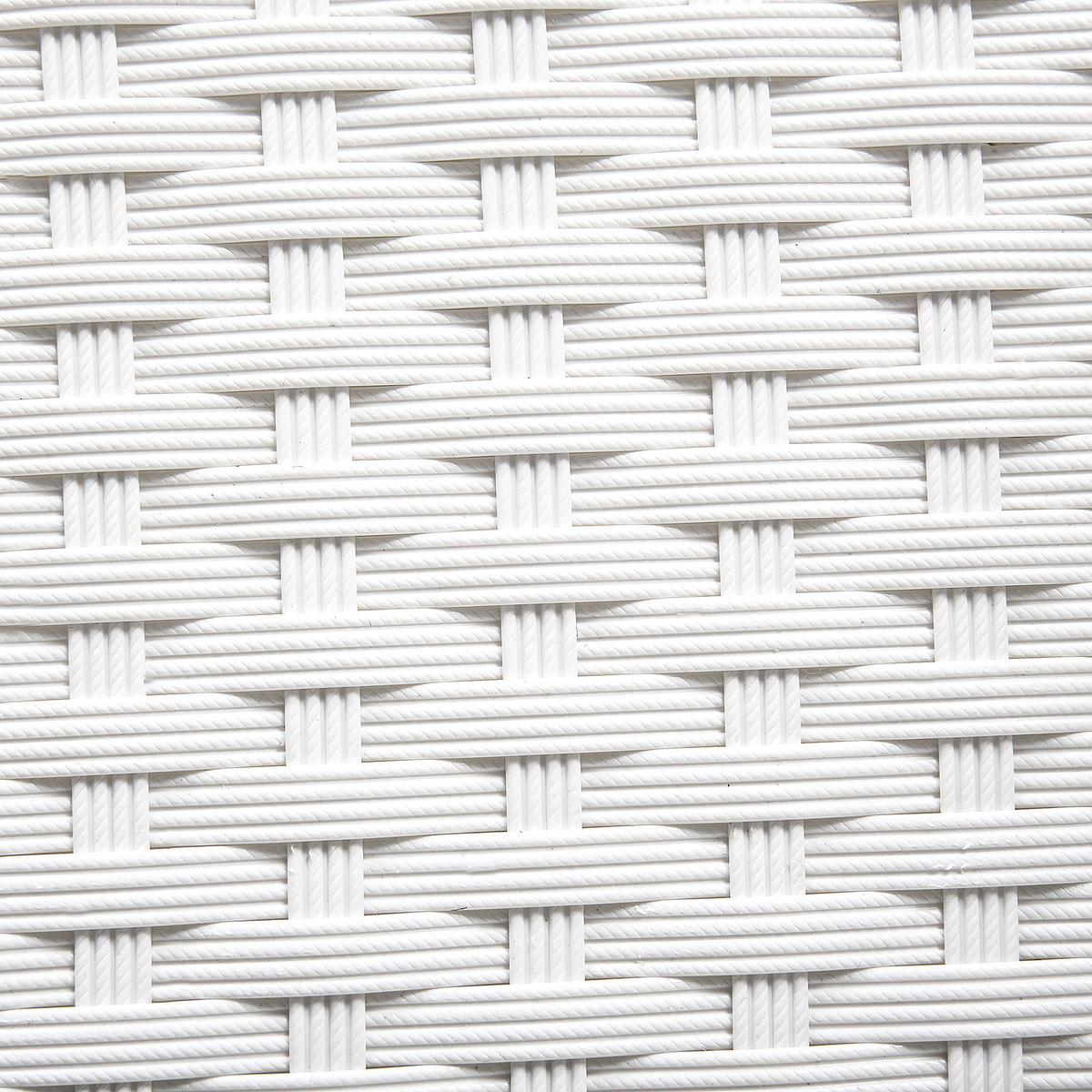 GARTENTISCH Rattan weiß Glasplatte 220/100 cm Italy - Weiß, Kunststoff (220/100/74cm) - Beliani