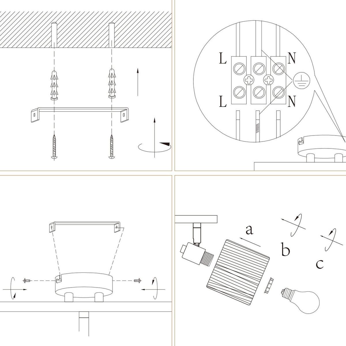 DECKENSTRAHLER Magnano 2-flammig 34.5/17.5/16.5cm - Schwarz, Metall (34.5/17.5/16.5cm) - Nettlife