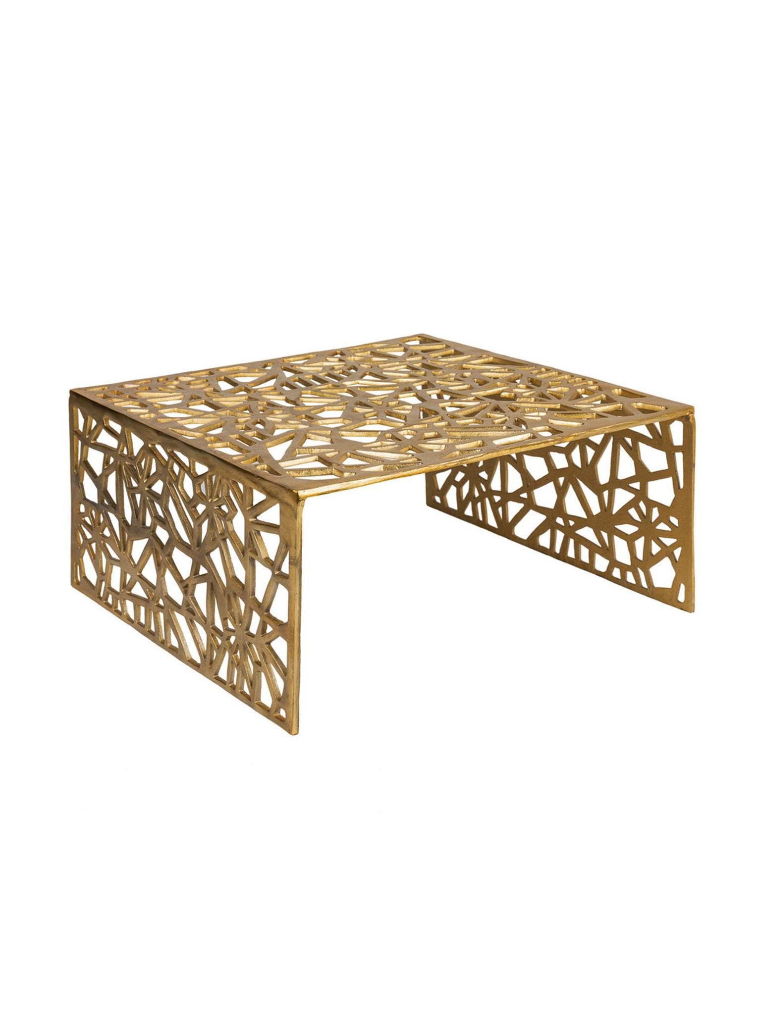 COUCHTISCH INDRE, Aluminium, handgefertigt, mit Astmuster, Gold, 60 x 60 x 31 cm - Goldfarben, Metall (60/60/31cm) - KADIMA DESIGN