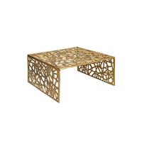 COUCHTISCH INDRE, Aluminium, handgefertigt, mit Astmuster, Gold, 60 x 60 x 31 cm - Goldfarben, Metall (60/60/31cm) - KADIMA DESIGN