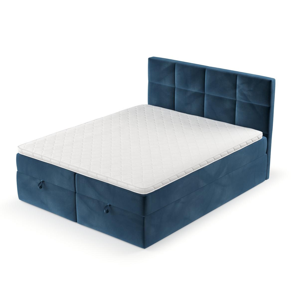 BOXBETT Velto 180/200 cm Dunkelblau im Kronos Stoff - Schwarz/Dunkelblau, Holz/Holzwerkstoff (180/200cm) - AltaBeds