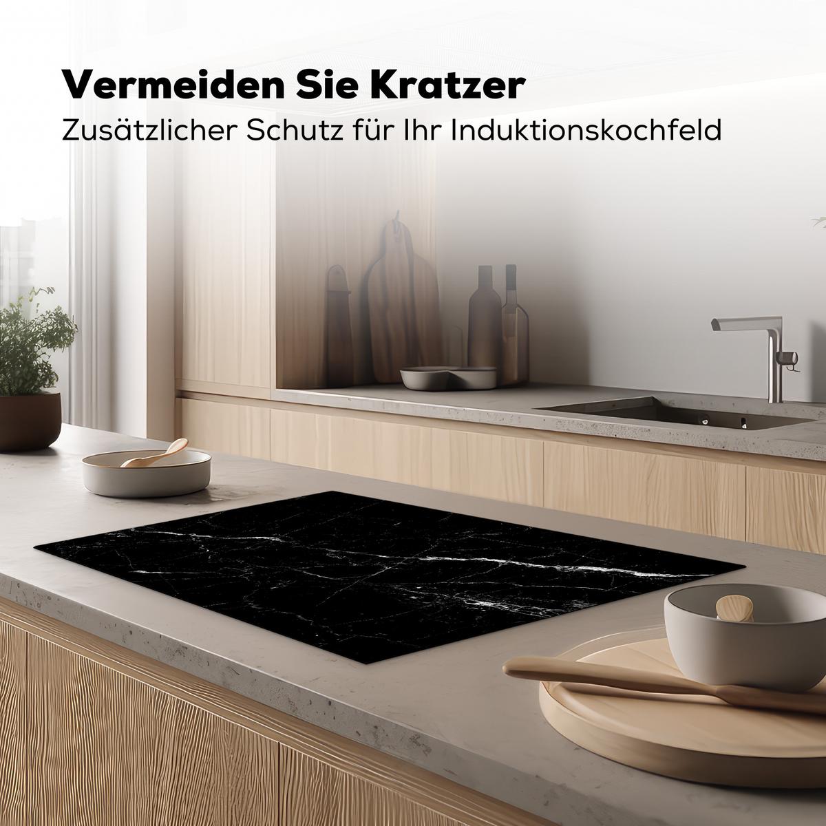 HERDABDECKPLATTE Marmoroptik - Schwarz - Luxus Ceranfeldabdeckung 78x52 cm - Grau, Kunststoff (78/52/0.2cm) - MuchoWow