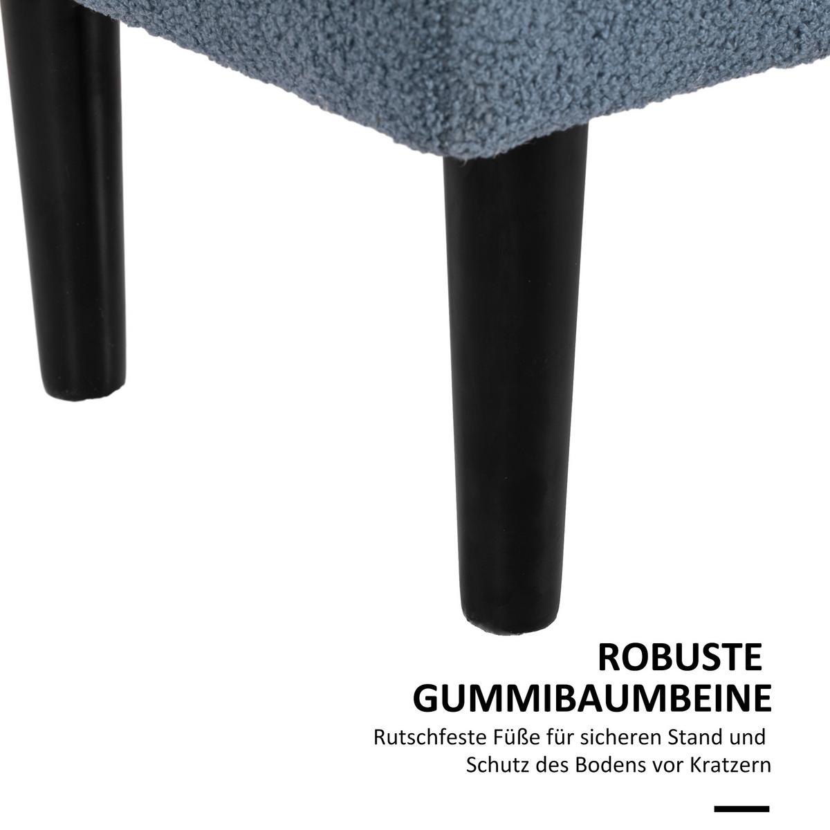 TRUHENBANK mit Klappdeckel, Samt, Blau - Blau, Kunststoff (38/45/95cm) - HOMCOM