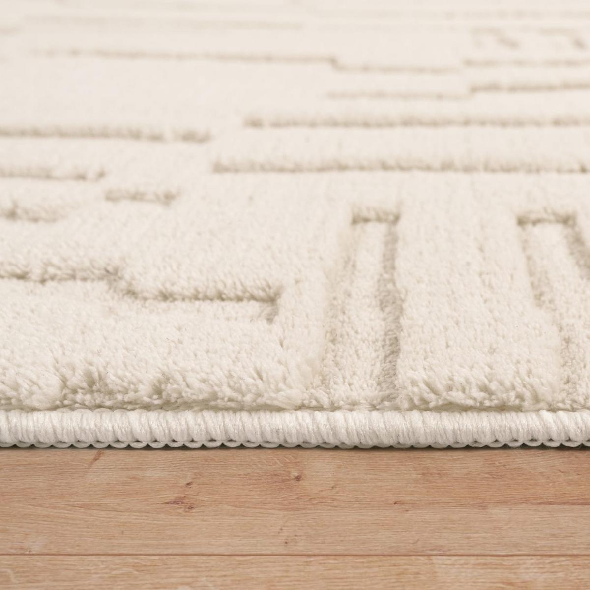 KURZFLORTEPPICH, mit Struktur, aus Polyester, Florhöhe 12 mm, Creme, 120 x 160 cm - Beige, Textil (160/120cm) - KADIMA DESIGN