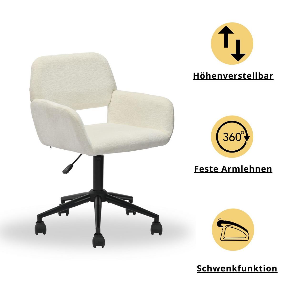 DREHSTUHL Stoffbezug höhenverstellbar & 360° drehbar - Beige/Schwarz, Textil/Metall (54/85/56cm)