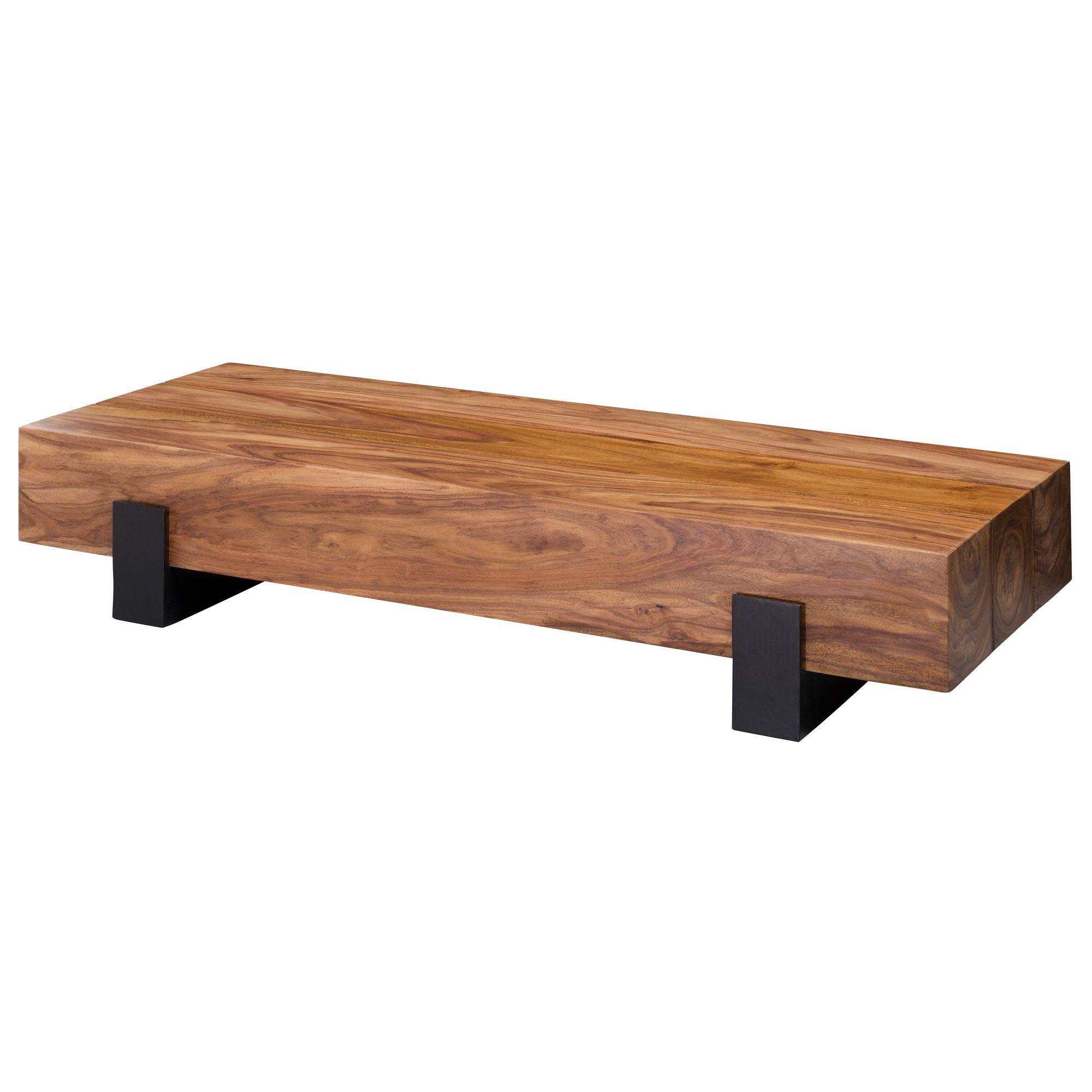 COUCHTISCH Sheesham Massivholz/Metall 115x22x44cm Modernes Design Braun/Schwarz - Schwarz/Braun, Holz/Metall (115/44/22cm) - KADIMA DESIGN