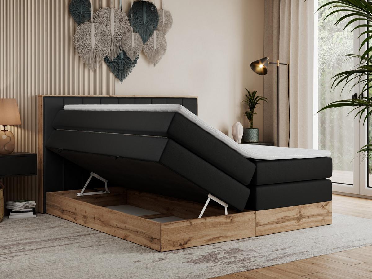 BOXSPRINGBETT BELLISSIMO KING 180/200 Schwarz Kunstleder - H3 - Schwarz, Holz/Textil (180/200cm) - MKS