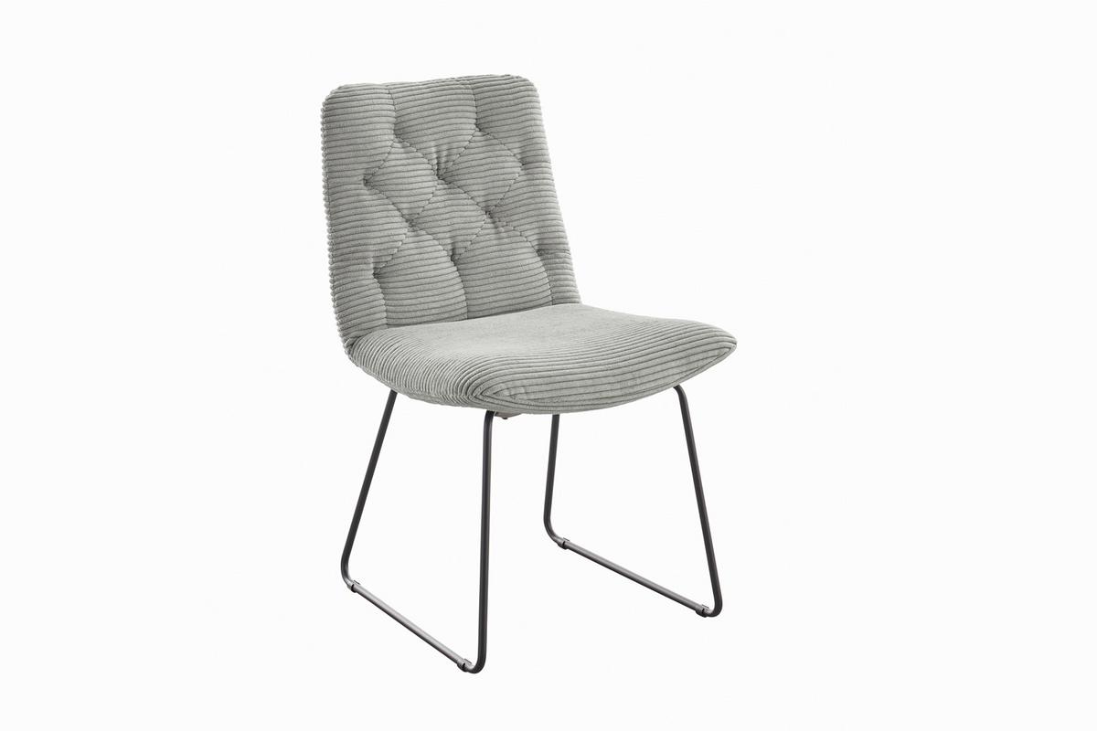 ESSZIMMERSTUHL NEW CHARME Steingrau Cord (1er-Set) - Hellgrau/Grau, Textil (52/87/66cm) - KAWOLA