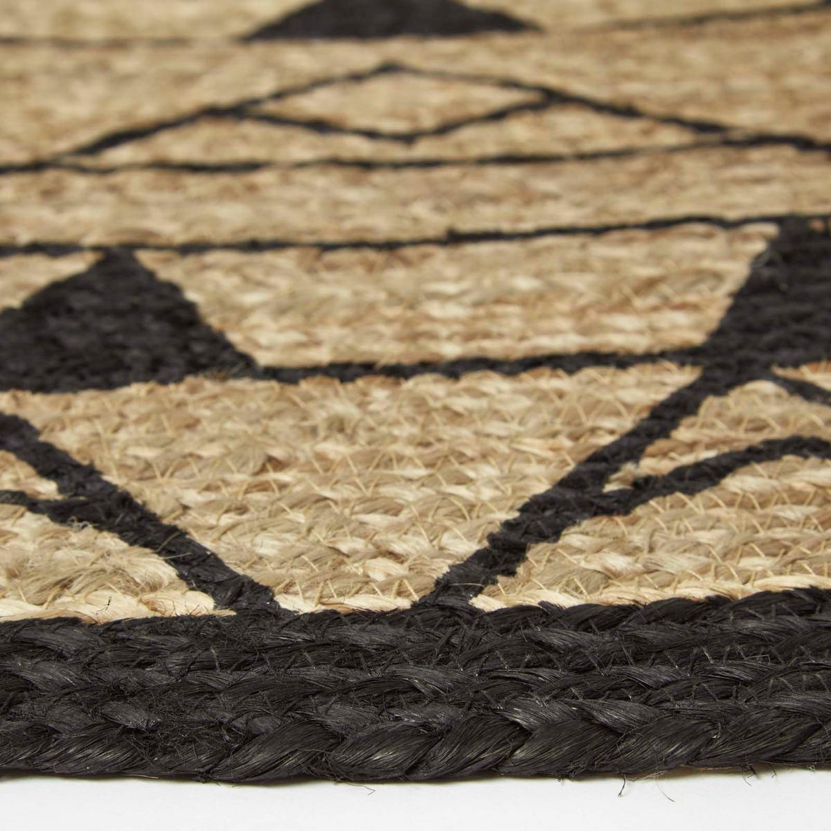 TEPPICH Mandala rund geflochten 200 cm - Schwarz, Naturmaterialen (200/200cm) - Homescapes
