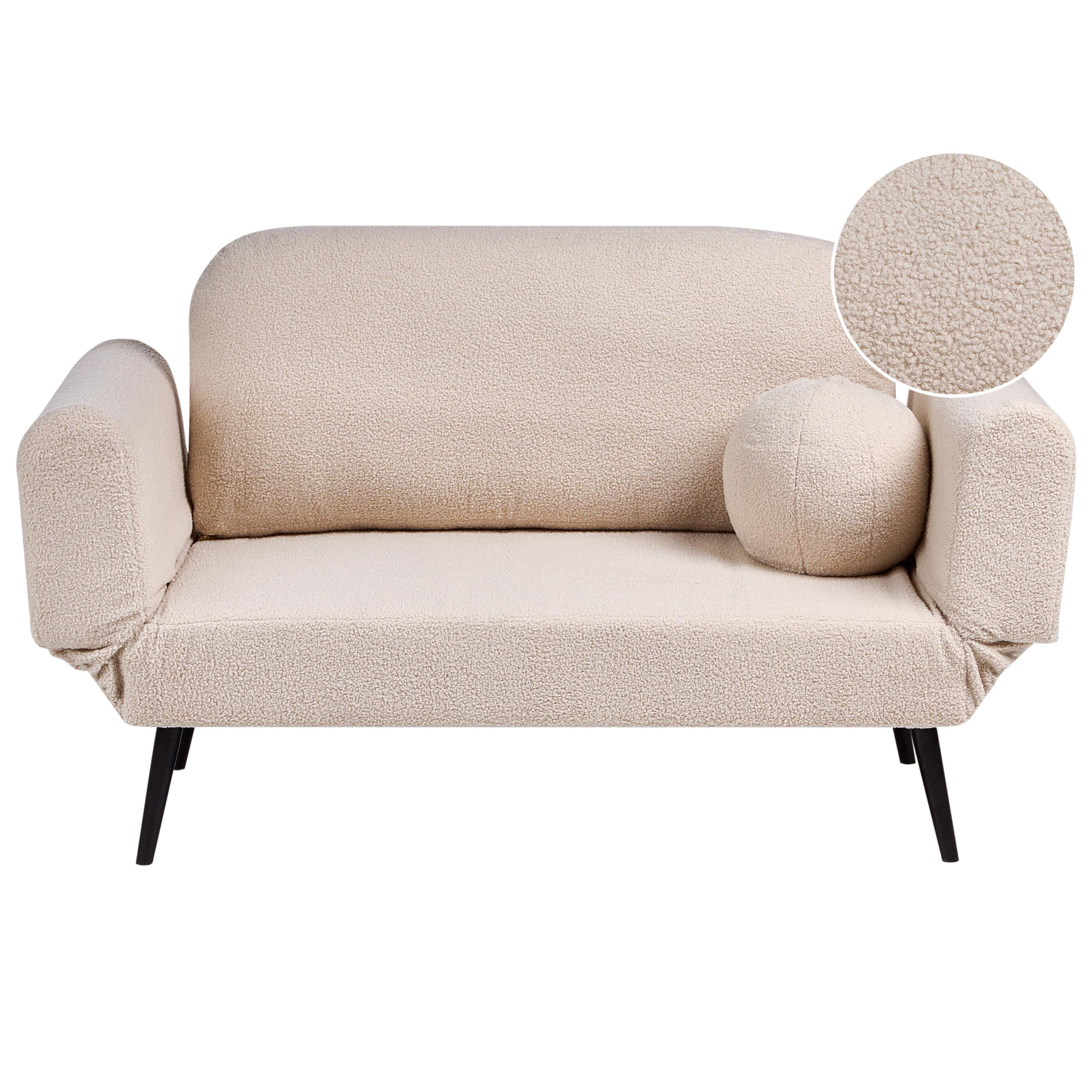 SCHLAFSOFA 2-Sitzer Bouclé Beige Dorotea - Beige/Schwarz, Textil (190/88/79cm) - Beliani
