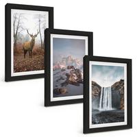 BILDER SET 3er Set - 20x30 cm Schwarzer Rahmen - Wilde Berglandschaften - Schwarz, Kunststoff (20/30cm) - TULUP