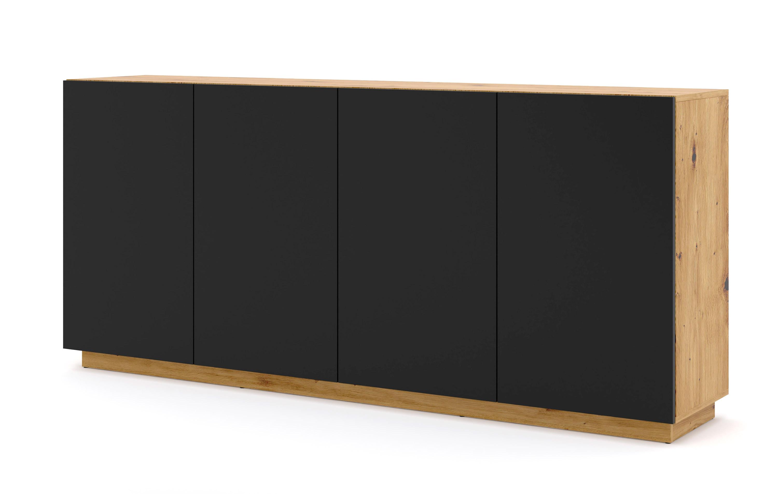 KOMMODE Artisan Eiche, Schwarz 198/89/41 - Schwarz, Holzwerkstoff (198/89/41cm) - RAUMHIRSCH FURNITURE