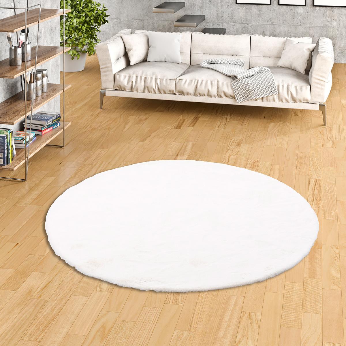 FELLTEPPICH LUXUS SUPER SOFT PLUSH RUND - Weiß, Textil (80/80cm) - Pergamon